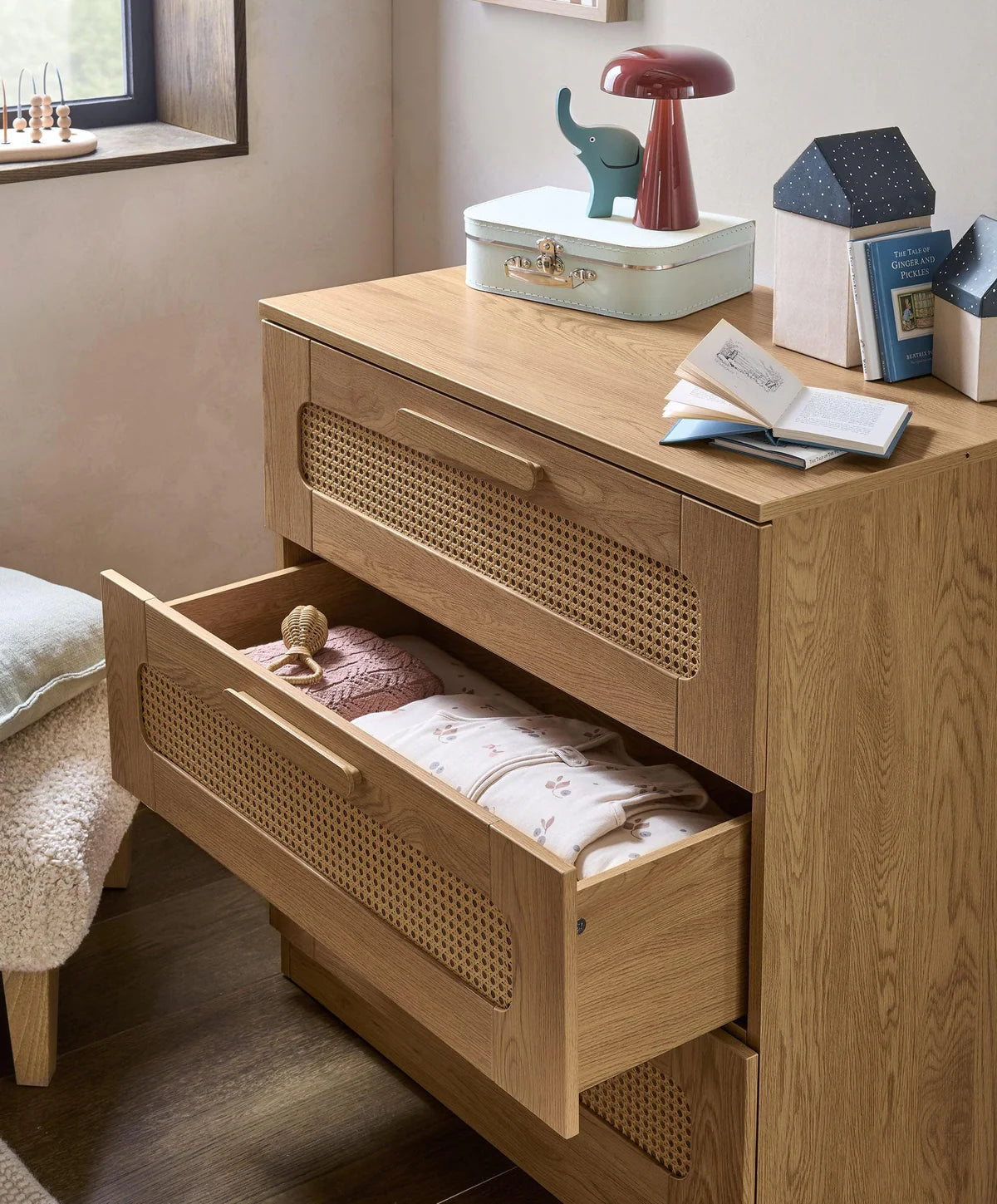 Esna 2 Piece Cotbed Set with Dresser Changer - Rattan