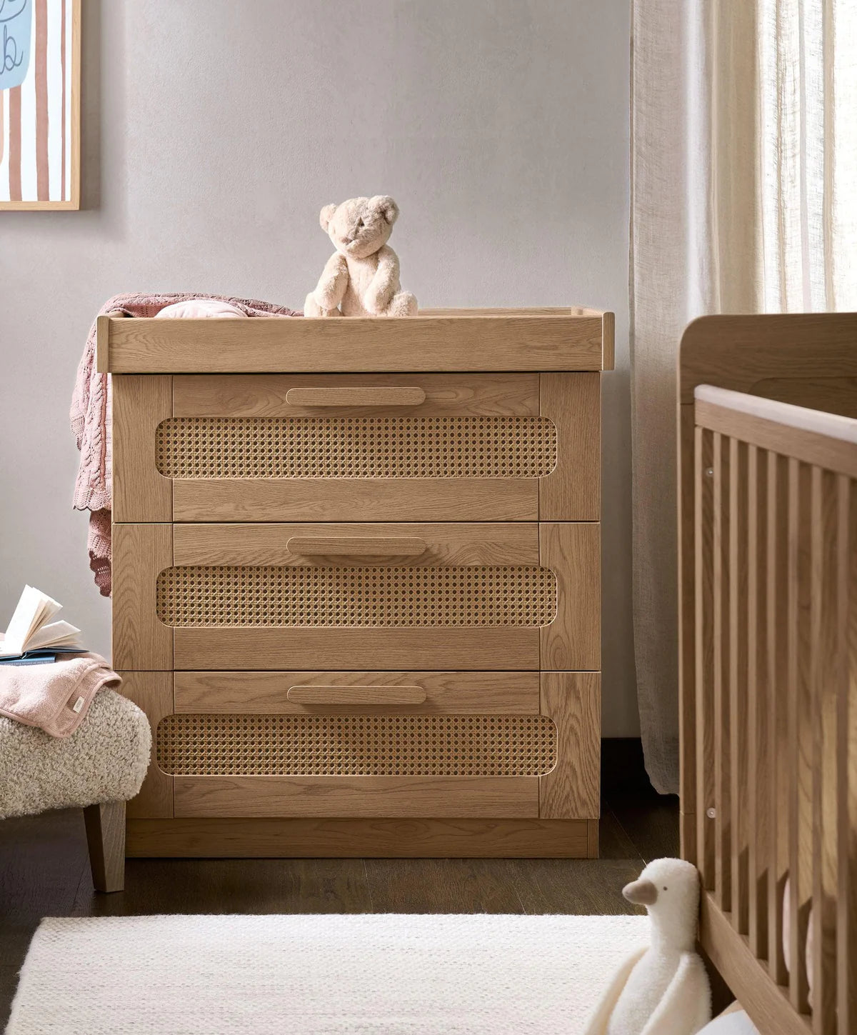 Esna 2 Piece Cotbed Set with Dresser Changer - Rattan