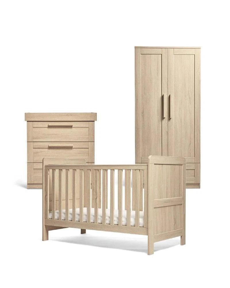 Atlas 3 Piece Cotbed Range with Dresser Changer & Wardrobe - Light Oak