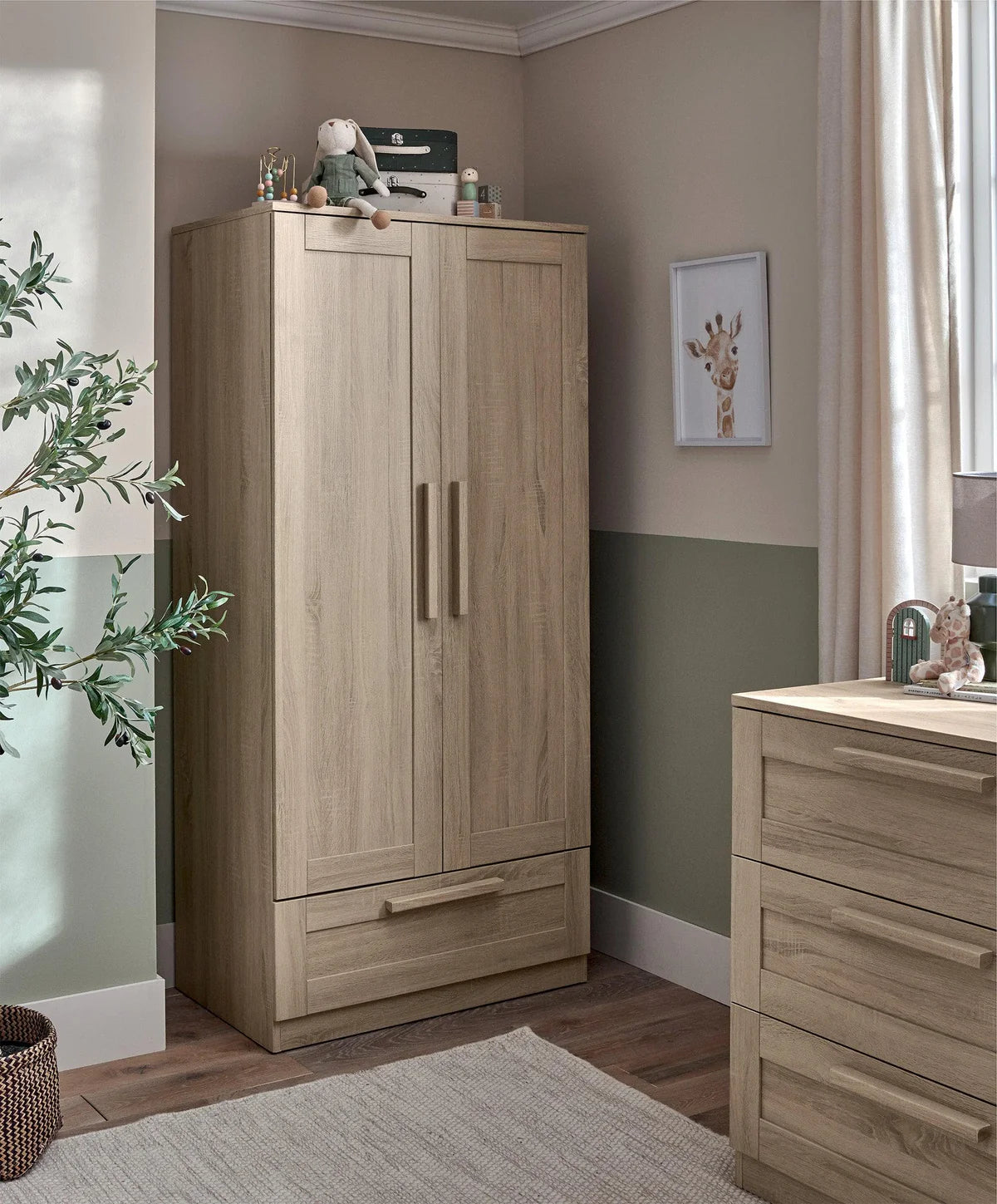 Atlas 3 Piece Cotbed Range with Dresser Changer & Wardrobe - Light Oak