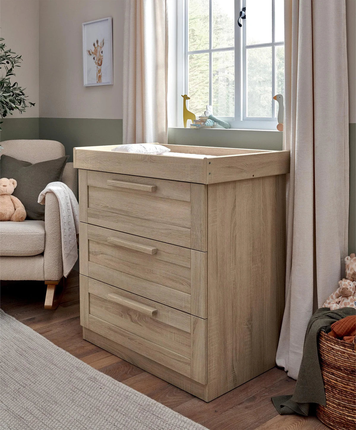 Atlas 3 Piece Cotbed Range with Dresser Changer & Wardrobe - Light Oak