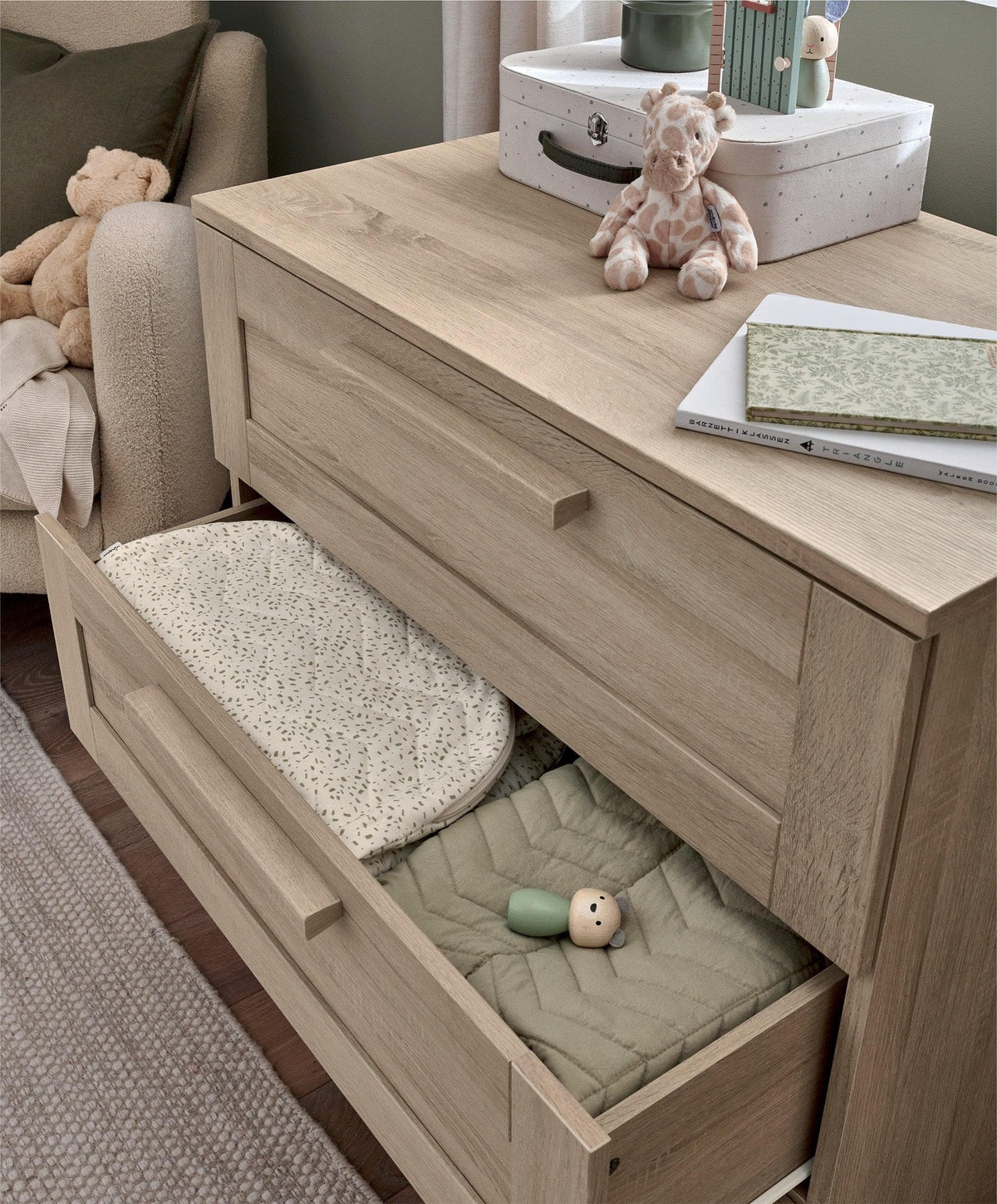 Atlas 3 Piece Cotbed Range with Dresser Changer & Wardrobe - Light Oak