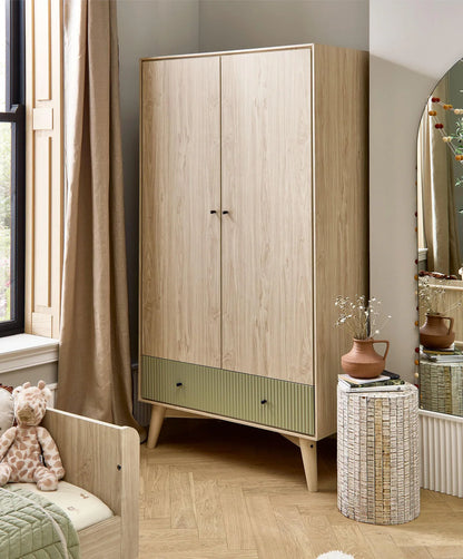 Coxley 3 Piece Cotbed Range with Dresser Changer & Wardrobe - Natural/Olive Green
