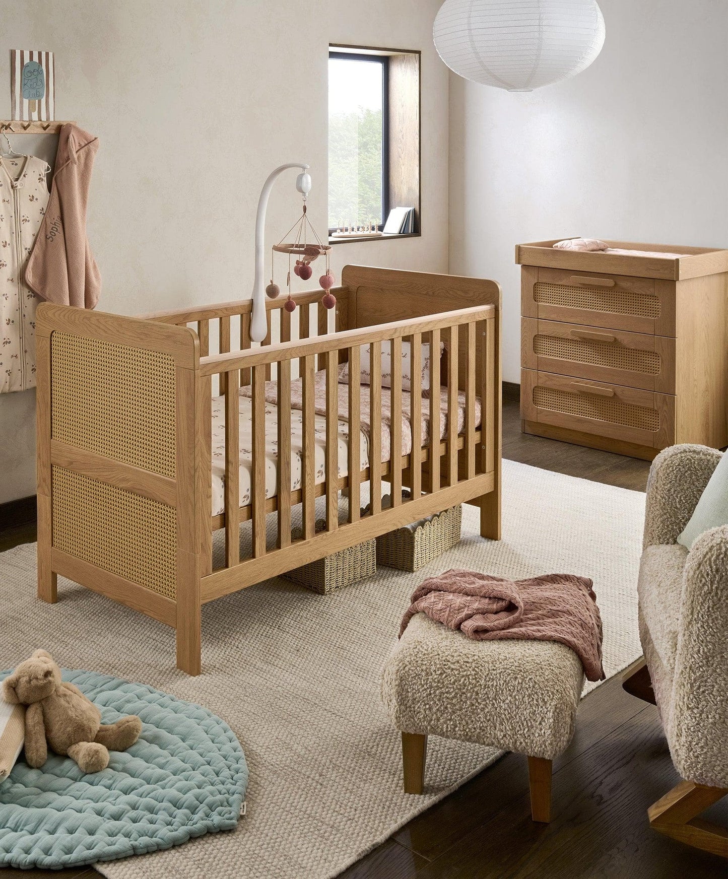 Atlas 3 Piece Cotbed Range with Dresser Changer & Wardrobe - Light Oak