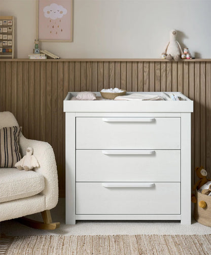 Franklin 3 Piece Cotbed Range with Dresser Changer & Double Wardrobe - White Wash