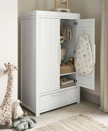 Franklin 3 Piece Cotbed Range with Dresser Changer & Double Wardrobe - White Wash