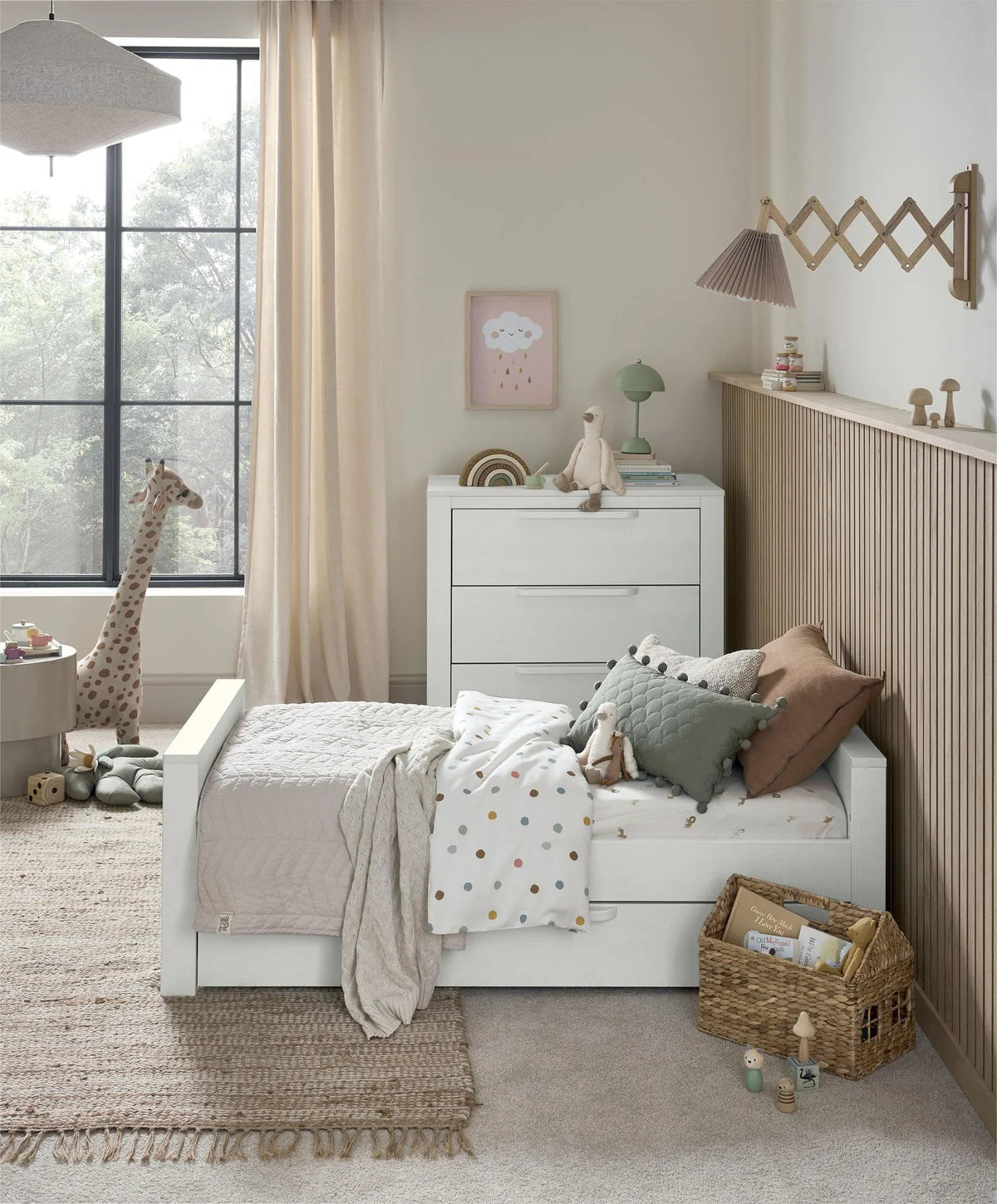 Franklin 3 Piece Cotbed Range with Dresser Changer & Double Wardrobe - White Wash