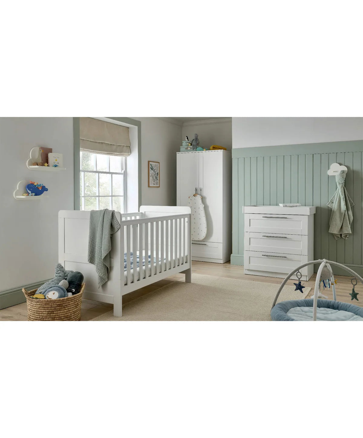 Hampden 3 Piece Cotbed Range with Dresser Changer & Wardrobe - White